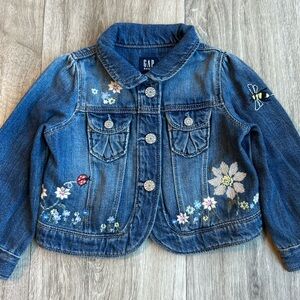 GAP Kids Denim Jacket with Floral and Bug Embroidery